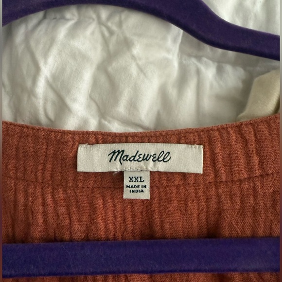 Madewell- Lightspun Cuff-Sleeve Button-Front Tiered Mini Dress size -xxl - Picture 6 of 6